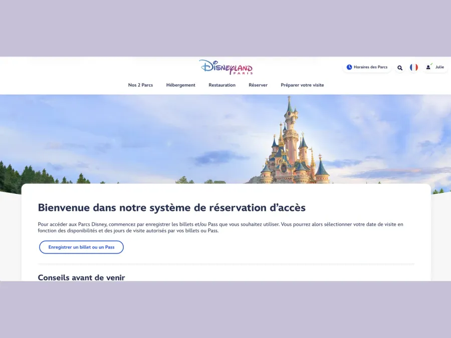 Système de réservation d’accès avec le bouton Enregistrer un billet ou un Pass